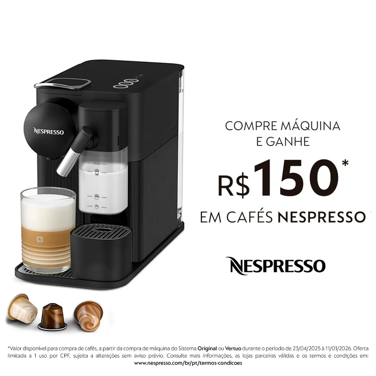 Nespresso Cafeteira Lattissima One Preta F121-Br3-Bk-Ne 220v